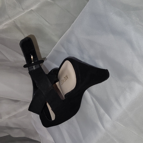 NINE WEST BLACK WEDGE STRAP AROUND THE ANKEL, GU - Picture 4 of 6